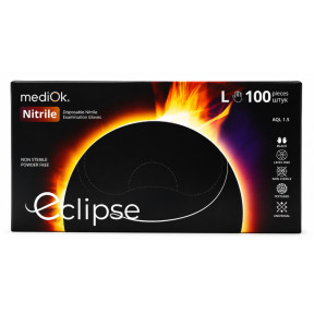Нітрилові рукавички Mediok Eclipse чорні, розмір L, 100 шт